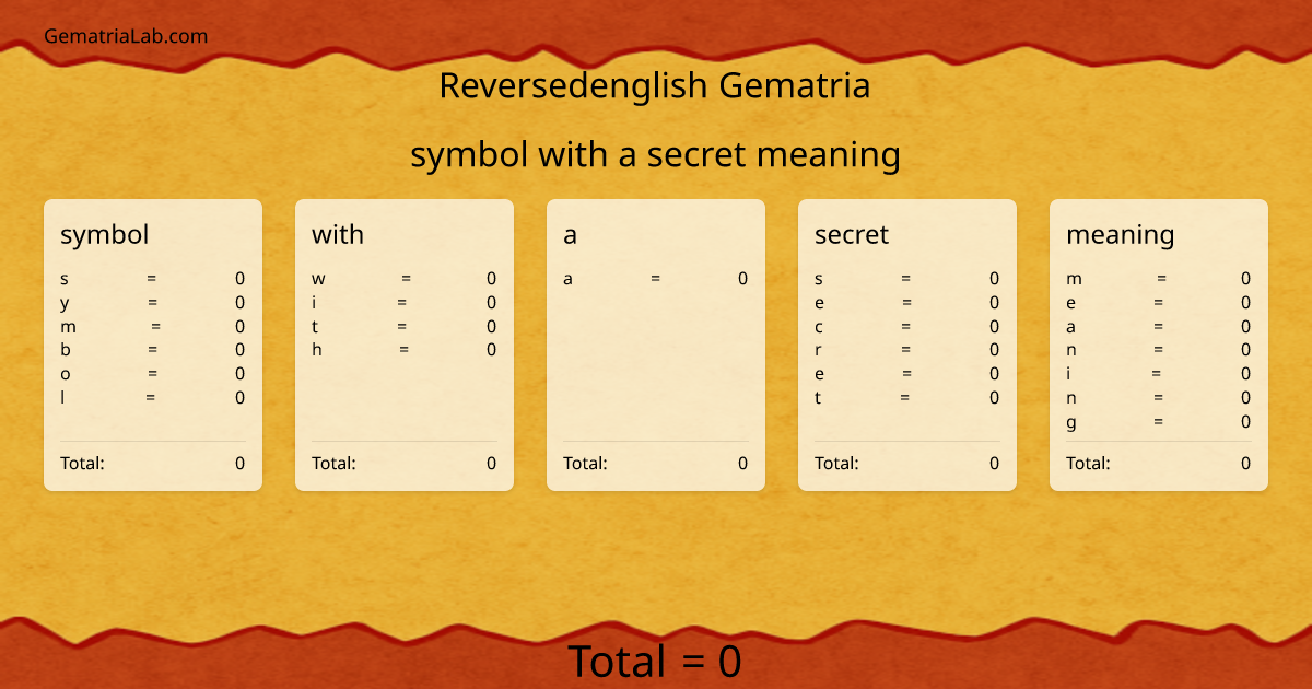 symbol with a secret meaning in reversedenglish Gematria